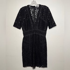 Veronica Beard Sage Seamed Black Lace Sheath Dress, 2